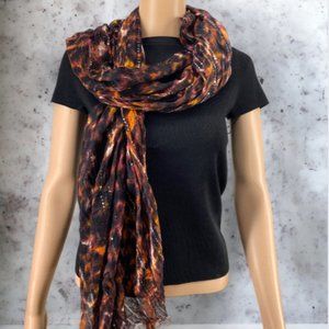 VINTAGE MARKS AND SPENCER -- Long Scarf w/Sparkles, 71 In., Brown/Orange, Belt